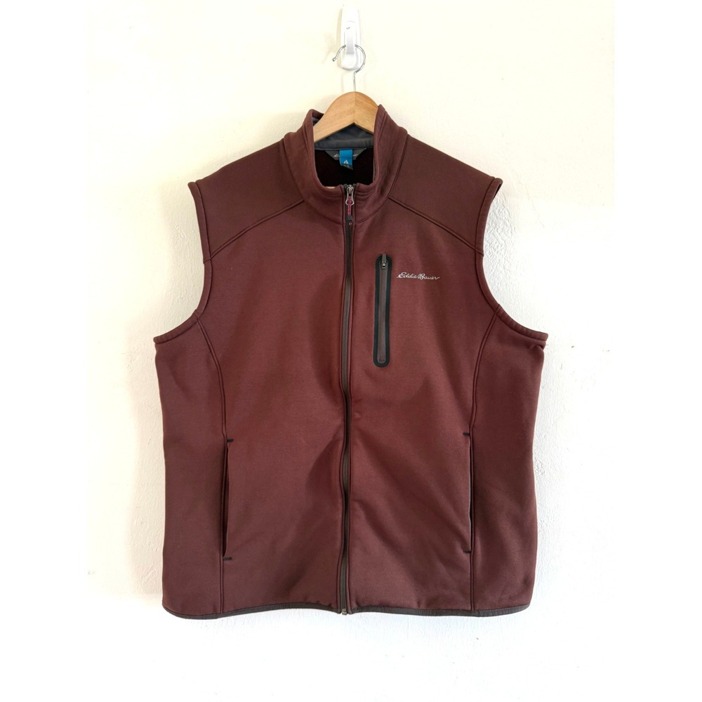 Eddie Bauer First Ascent Mens XL Softshell Full Zip Vest Chocolate Brown‎ Fleece